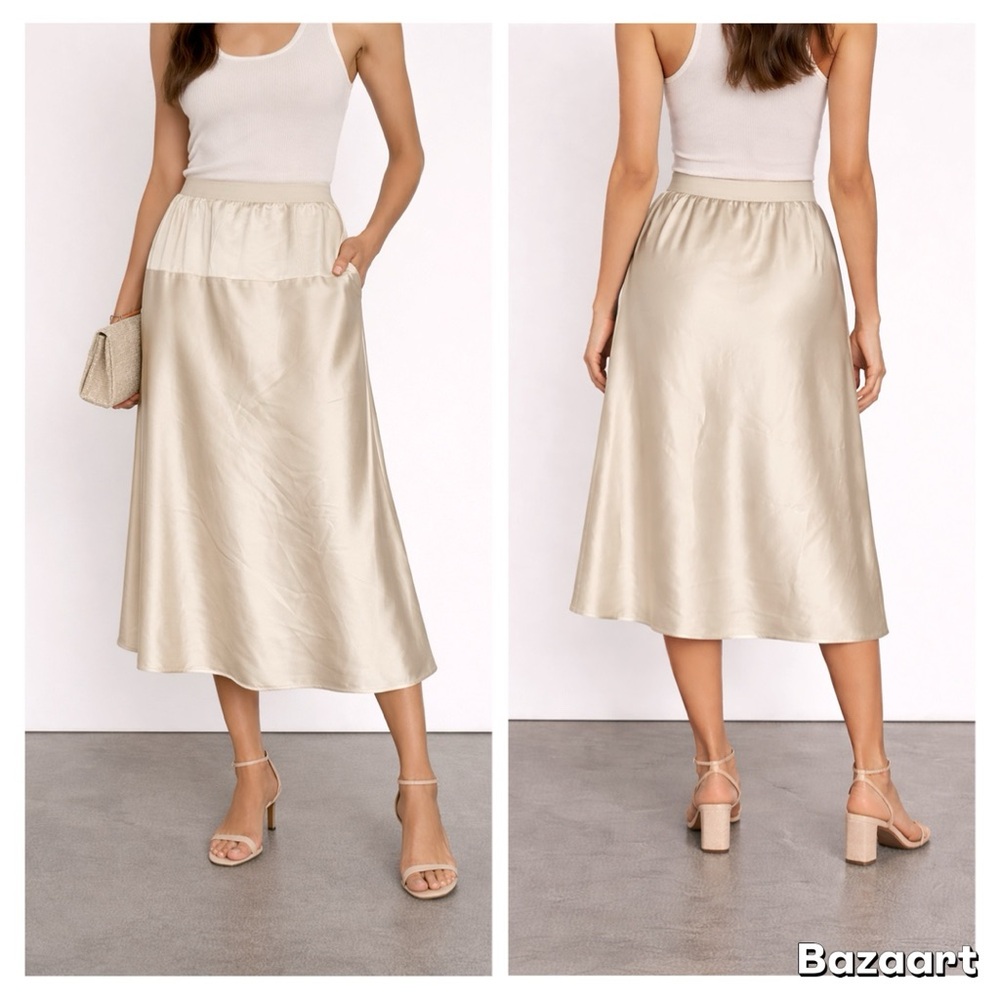 NWT Naked Cashmere Soft Cream Fabric Skirt Sz S